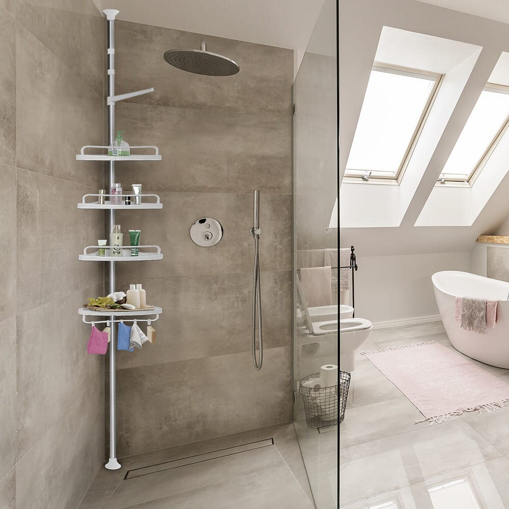 teleskopregal für dusche delmo, 92-306 cm, weiß | jurhan.de