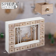Holz-Adventskalender WINTERWALD mit Beleuchtung, 35x6x27cm, weiß/braun
