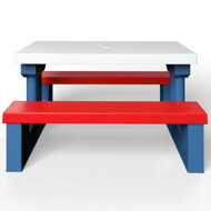 Kindersitzgruppe mit Sonnenschirm JASMIN, blau/weiß/rot