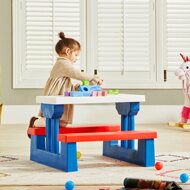 Kindersitzgruppe mit Sonnenschirm JASMIN, blau/weiß/rot