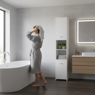 Badezimmerhochschrank SILKE, 180x30x30cm, weiß