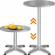Höhenverstellbarer Aluminium Stehtisch NERO Ø60cm, silber