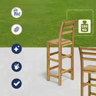 Barhocker OSLO mit Rückenlehne, 2 Stück, 40x36x110 cm, naturbraun