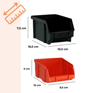 Hängeorganizer für Werkstatt ORDER, 30 Boxen, 64x2x38 cm, rot/schwarz