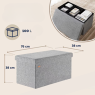 Hocker mit Stauraum EDMUND 80x40x40 cm, hellgrau