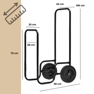 Holztransportwagen AUREL, 56x45x105 cm, schwarz