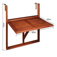 Hängebalkontisch HANS, 65x45x87 cm, braun
