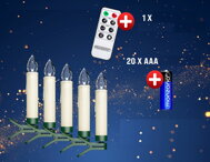 Kerzen für Weihnachtsbaum CANDLE, 20 Stück, 10,5 cm, warmweiß