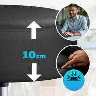Hocker auf Rollen OXANA mit Fußstütze, Ø35 cm, schwarz