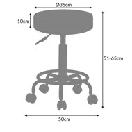 Hocker auf Rollen OXANA mit Fußstütze, Ø35 cm, schwarz