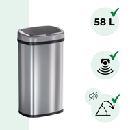 Sensor-Mülleimer DEUS, 58 Liter, silbern