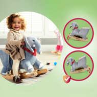 Schaukeltier Elefant VICTOR mit Sicherheitsgurt, grau