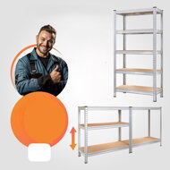 Hochlastregal HEAVY, 2 Stück, max. 875 kg, 90x40x180 cm, silber