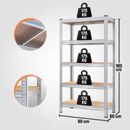 Hochlastregal HEAVY, 2 Stück, max. 875 kg, 90x40x180 cm, silber