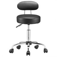 Hocker auf Rollen mit Rückenlehne ROLAND, Ø35 cm, schwarz