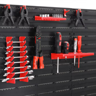 Hängeorganizer für Werkstatt ORDERBOX mit 28 Boxen und Werkzeughaltern , 64x2x38cm, rot/schwarz
