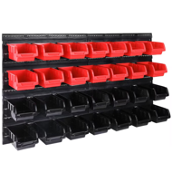 Hängeorganizer für Werkstatt ORDERBOX mit 28 Boxen und Werkzeughaltern , 64x2x38cm, rot/schwarz
