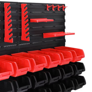 Hängeorganizer für Werkstatt ORDERBOX mit 28 Boxen und Werkzeughaltern , 64x2x38cm, rot/schwarz