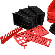 Hängeorganizer für Werkstatt ORDERBOX mit 28 Boxen und Werkzeughaltern , 64x2x38cm, rot/schwarz