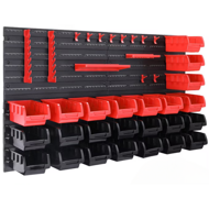 Hängeorganizer für Werkstatt ORDERBOX mit 28 Boxen und Werkzeughaltern , 64x2x38cm, rot/schwarz
