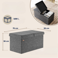 Hocker mit Stauraum und klappbarem Deckel EDMUND, 80x40x40cm, dunkelgrau