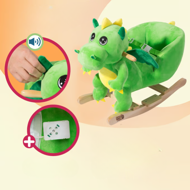 Schaukeltier DINO mit Sicherheitsgurt, grün