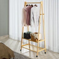 Bambus-Kleiderständer KELLY auf Rollen, 69,5x43x152 cm, braun