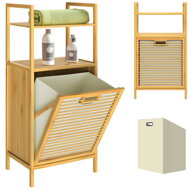 Bambusregal mit Wäschekorb DORIS, 40x30x95 cm, braun/cremefarben