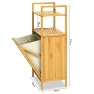 Bambusregal mit Wäschekorb DORIS, 40x30x95 cm, braun/cremefarben