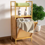 Bambusregal mit Wäschekorb DORIS, 40x30x95 cm, braun/cremefarben