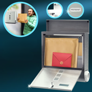 Postkasten mit Zeitungsrolle POST, 30,5x10x33,5cm, silber