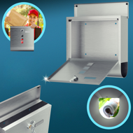 Postkasten mit Zeitungsrolle POST, 30,5x10x33,5cm, silber