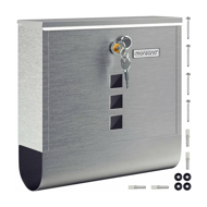 Postkasten mit Zeitungsrolle POST, 30,5x10x33,5cm, silber