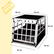 Hundetransportbox BRUNO, 70x54x51 cm, silber/schwarz