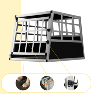 Hundetransportbox BRUNO, 70x54x51 cm, silber/schwarz