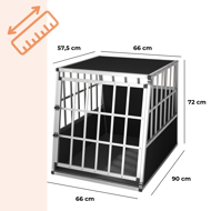 Hundetransportbox BRUNO, 66x90x72cm, silber/schwarz