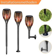 Solar-Gartenlicht FIORE, 2 Stück, 9,5x76,5 cm, schwarz