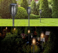 Solar-Gartenlicht FIORE, 2 Stück, 9,5x76,5 cm, schwarz