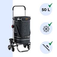 Einkaufstrolley COMFORT für Treppen, 50 l, schwarz