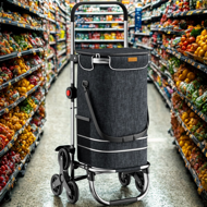 Einkaufstrolley COMFORT für Treppen, 50 l, schwarz