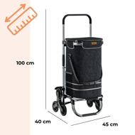 Einkaufstrolley COMFORT für Treppen, 50 l, schwarz