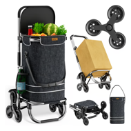 Einkaufstrolley COMFORT für Treppen, 50 l, schwarz