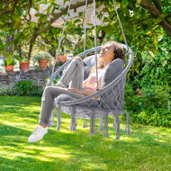 Hängesessel BOHO mit Kissen, Ø 61 cm, hellgrau