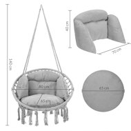 Hängesessel BOHO mit Kissen, Ø 61 cm, hellgrau