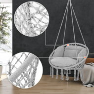 Hängesessel BOHO mit Kissen, Ø 61 cm, hellgrau