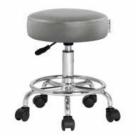 Hocker auf Rollen OXANA mit Fußstütze, Ø35 cm, grau