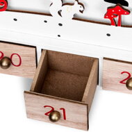 Holz-Adventskalender SANTA CLAUS mit Beleuchtung, 35x6x27cm, weiß/braun