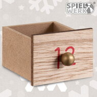 Holz-Adventskalender SANTA CLAUS mit Beleuchtung, 35x6x27cm, weiß/braun