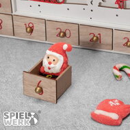 Holz-Adventskalender SANTA CLAUS mit Beleuchtung, 35x6x27cm, weiß/braun