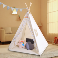 Kinder-Tipi-Zelt JULIUS, 120x120x160cm, weiß/grau